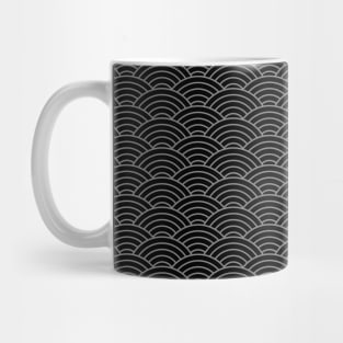 Japanese Seigaiha Grey and Black Pattern Mug